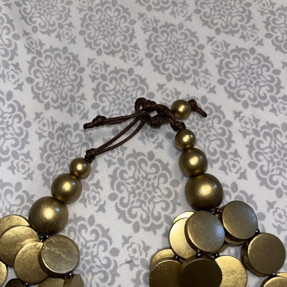 Dramatic Gold Disc Layered Statement Necklace - image 4